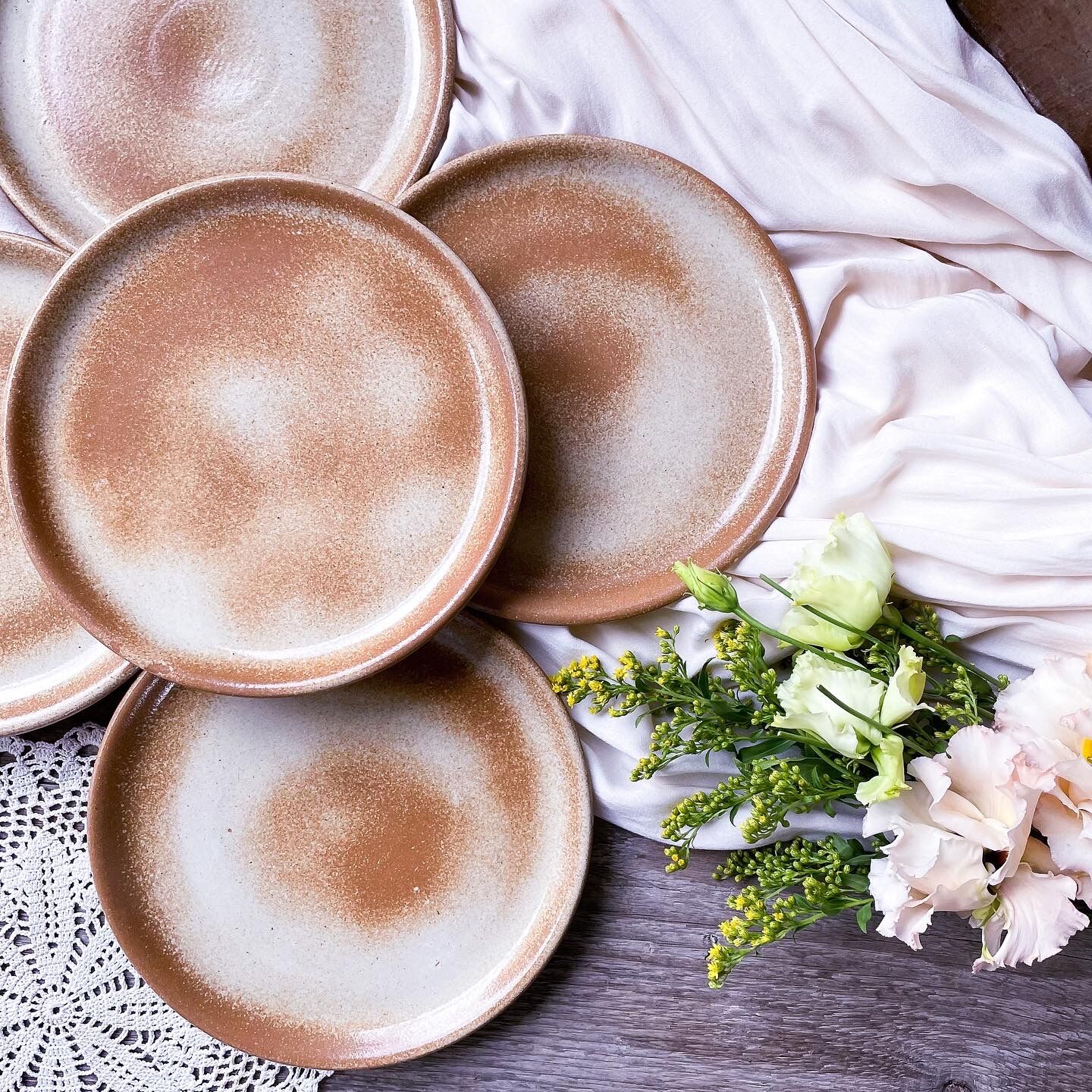 Serving small stoneware dessert plates