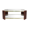 Vintage italian brass & rosewood coffee table, 1970