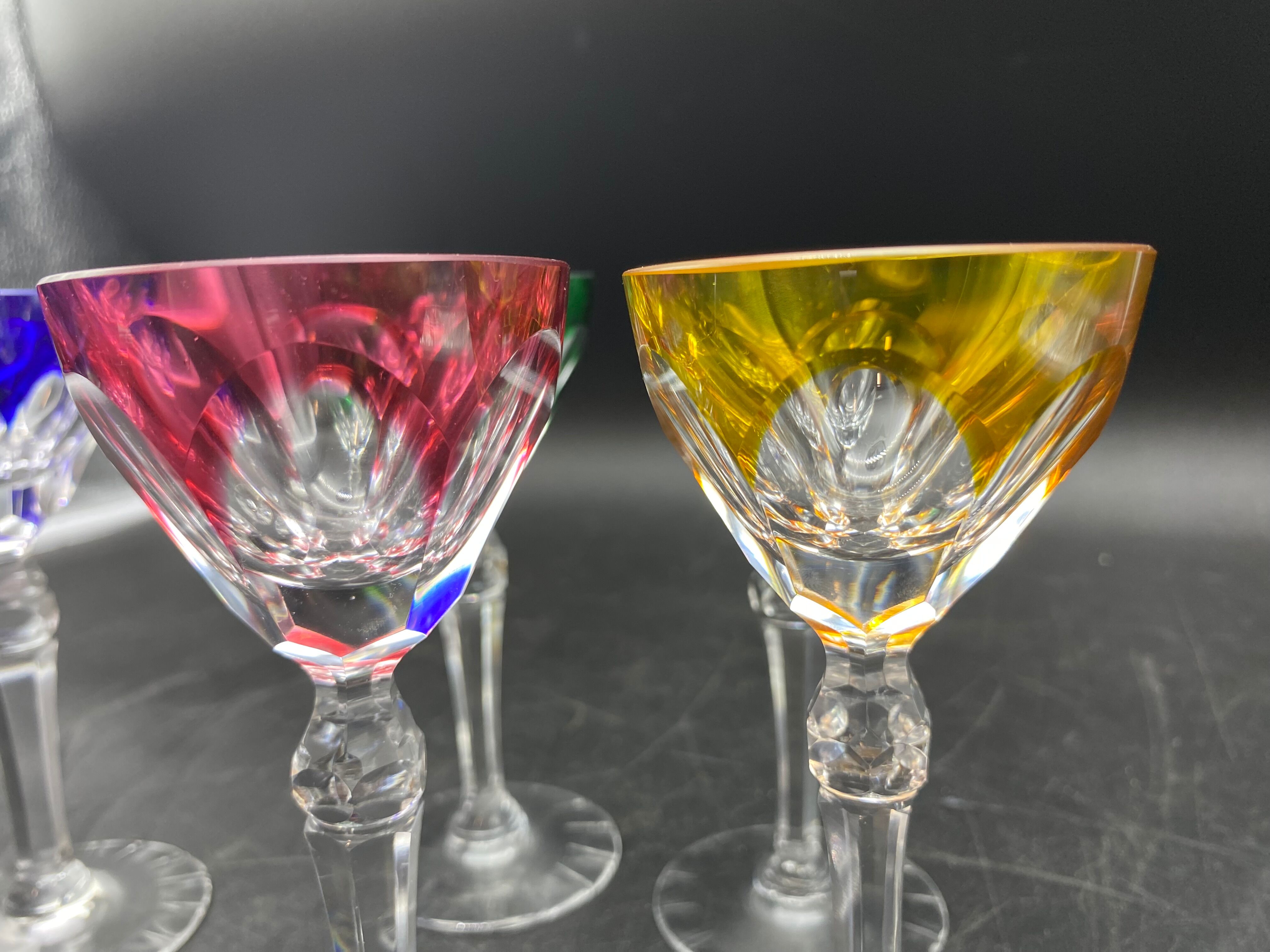 6 colored crystal port glass