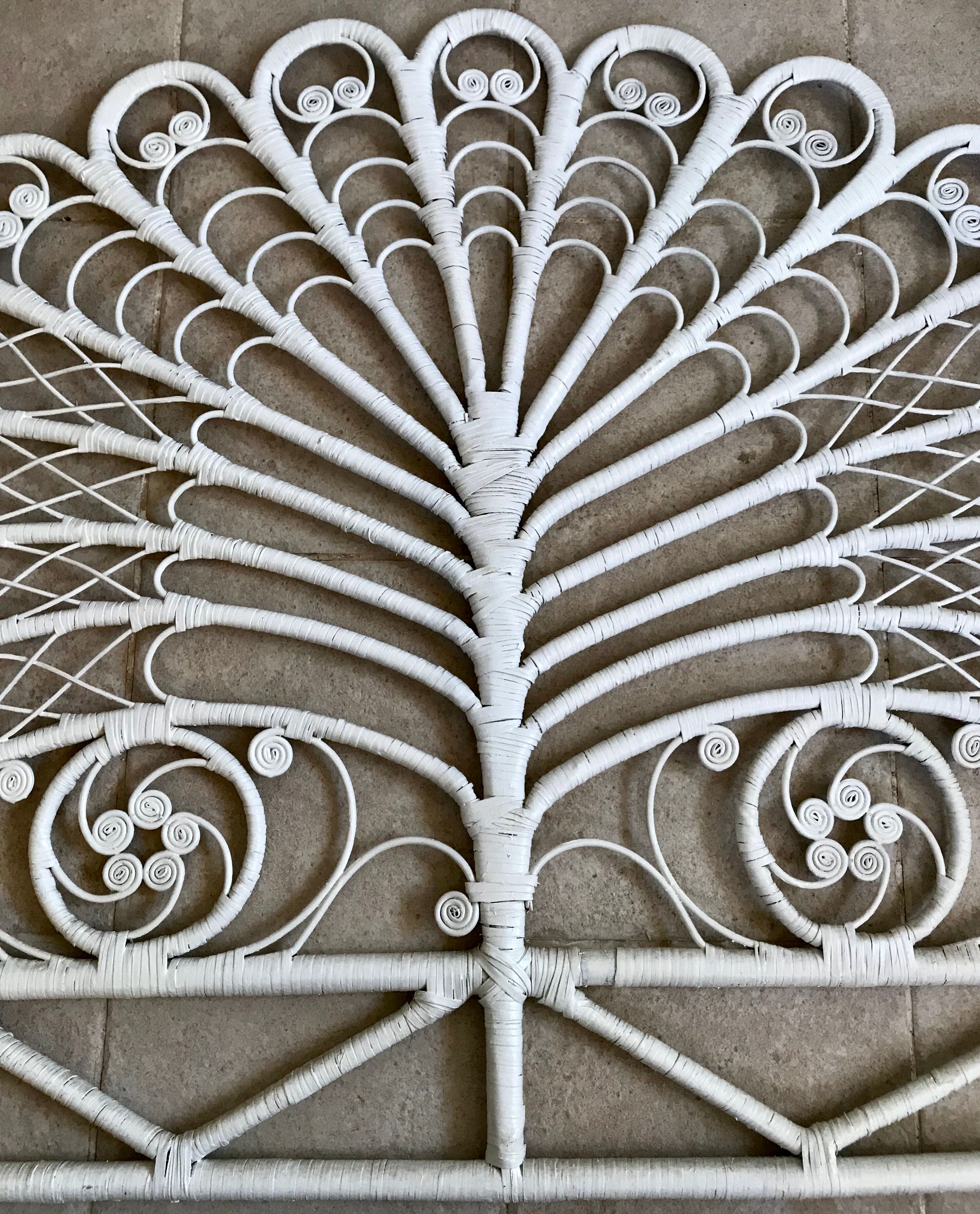 Headboard rattan peacock vintage