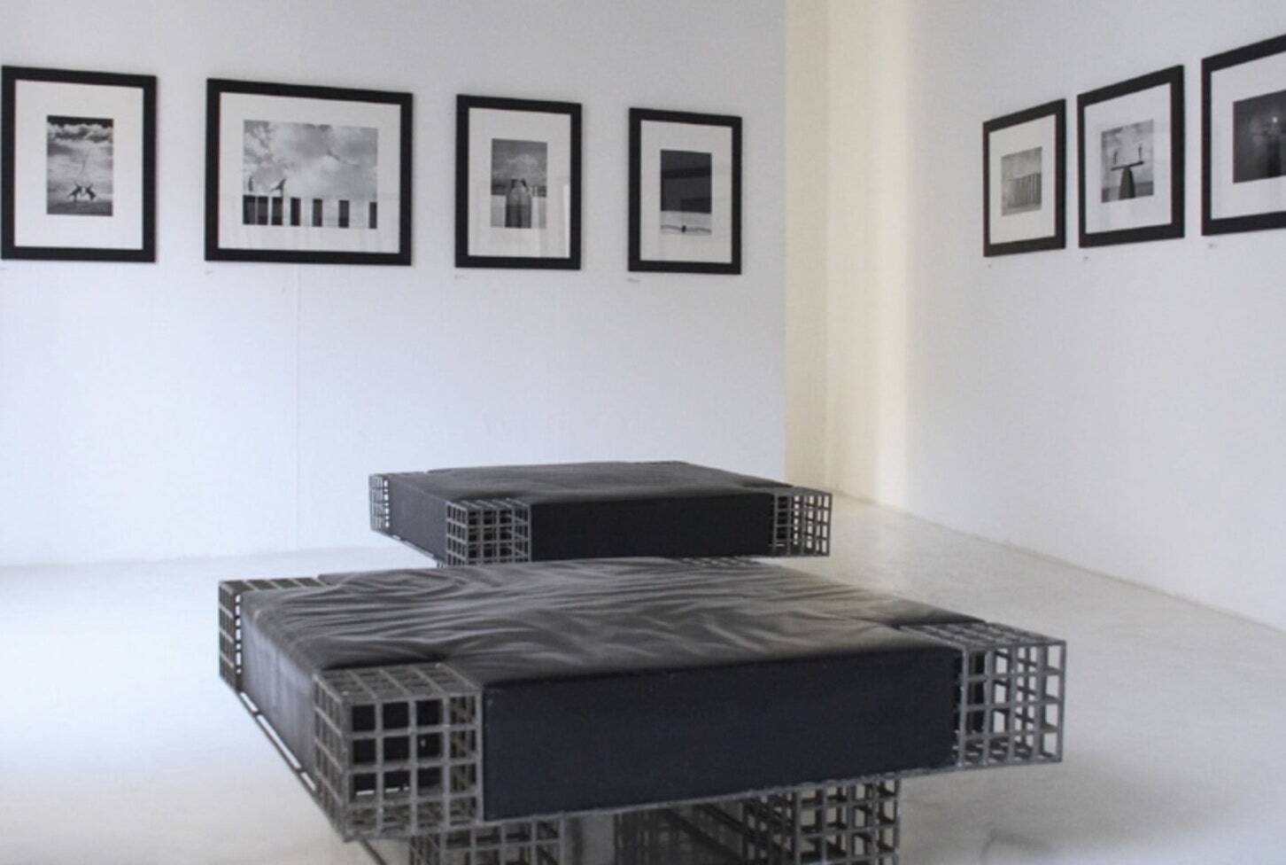 Large ottoman bench by Carla Sozzani in Milan, mohair velvet, 1990