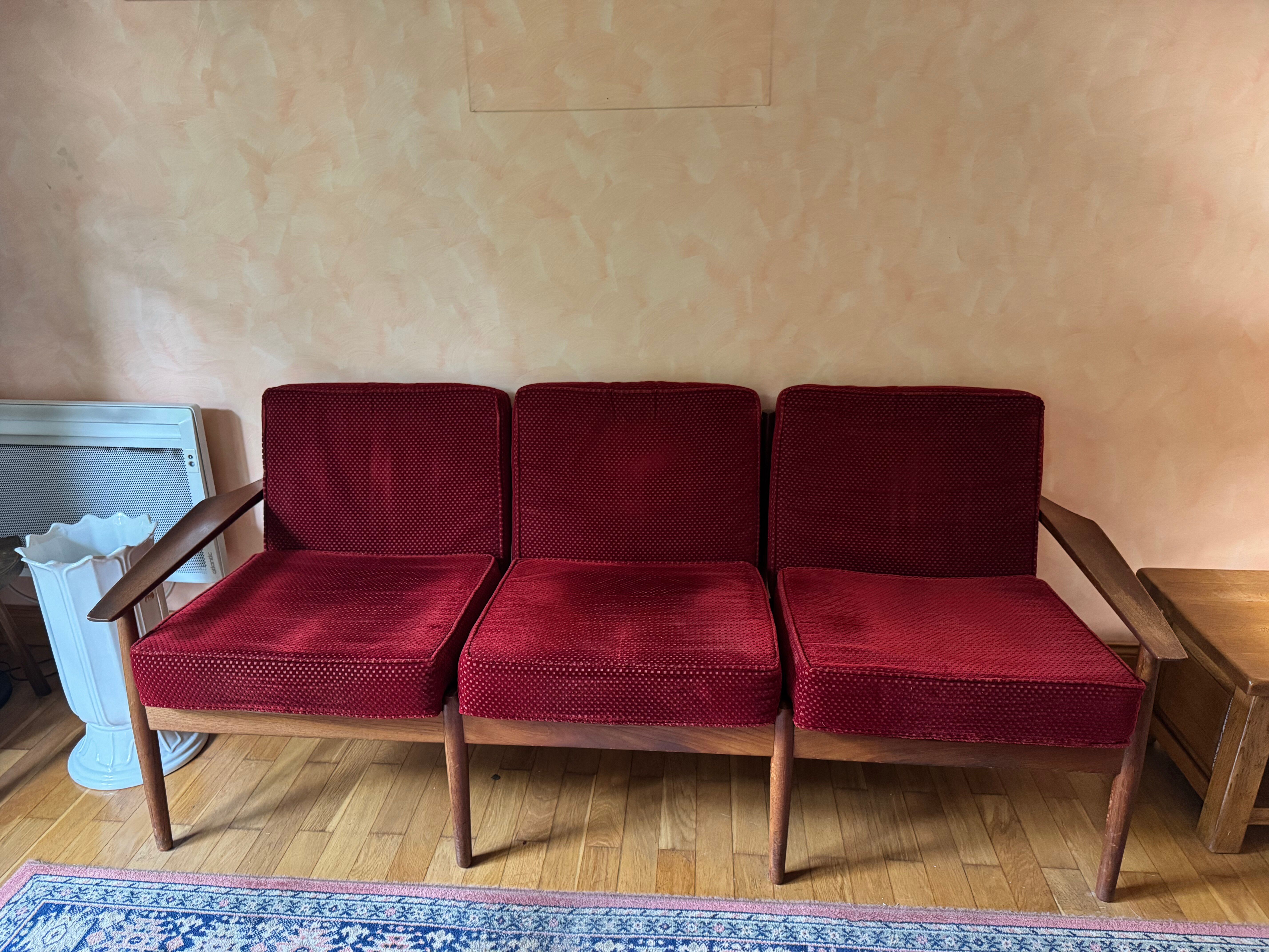 Sofa set with armchair and pouf by Arne Vodder for Glostrup.