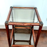 Rattan shelf and smoked glass 1970