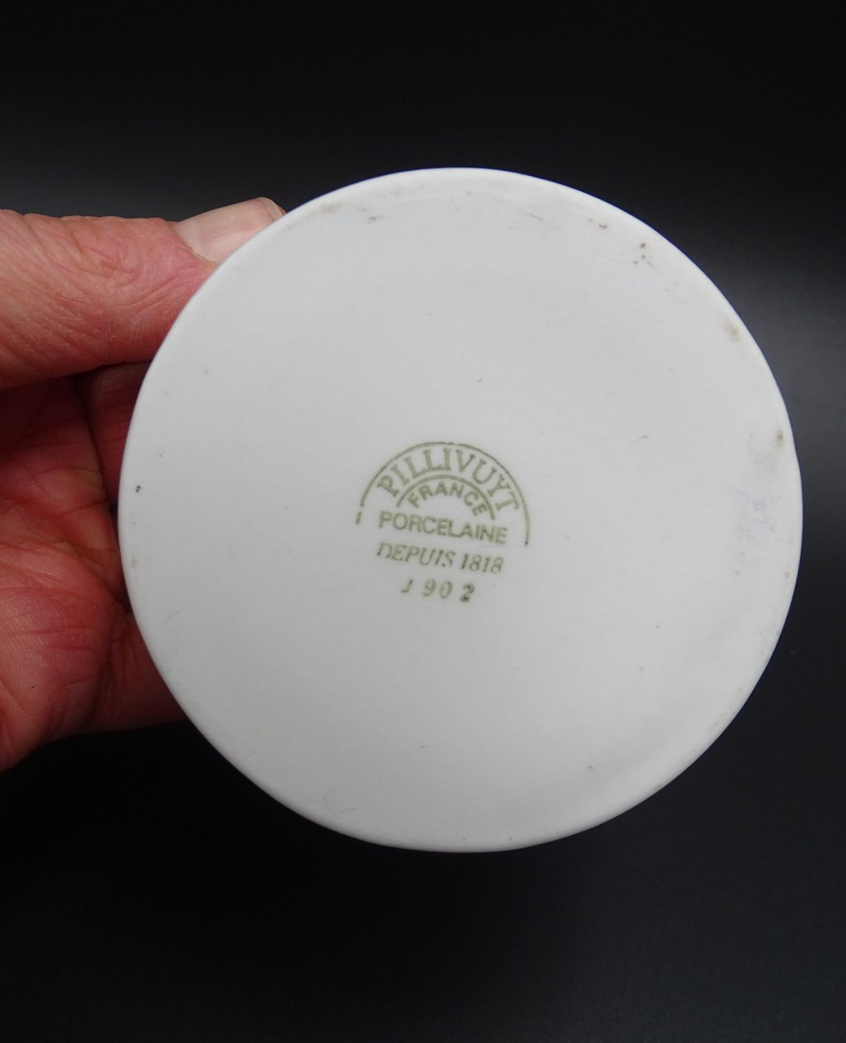 Pair of old buttermakers in thick porcelain from the brand Pillivuyt 1930