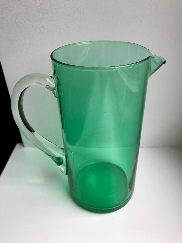 Green glass pitcher 70s