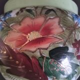 Hand-painted opaline vase, abstract floral patterns
