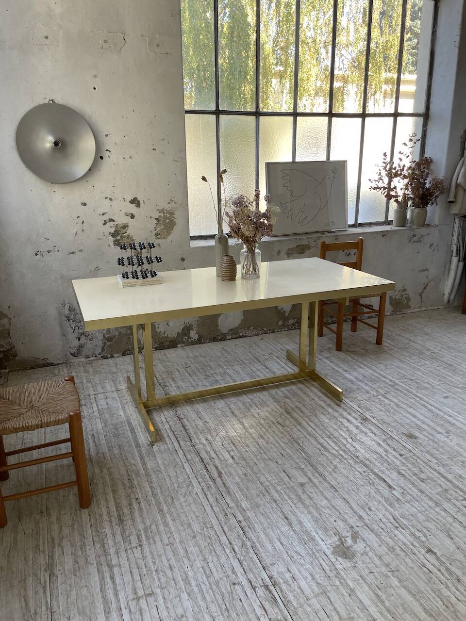Brass table 1970 Italian lacquer