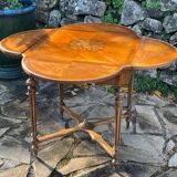 Center table decorated with marquetry of leaves and flowers in Louis XVI style, 19th century period