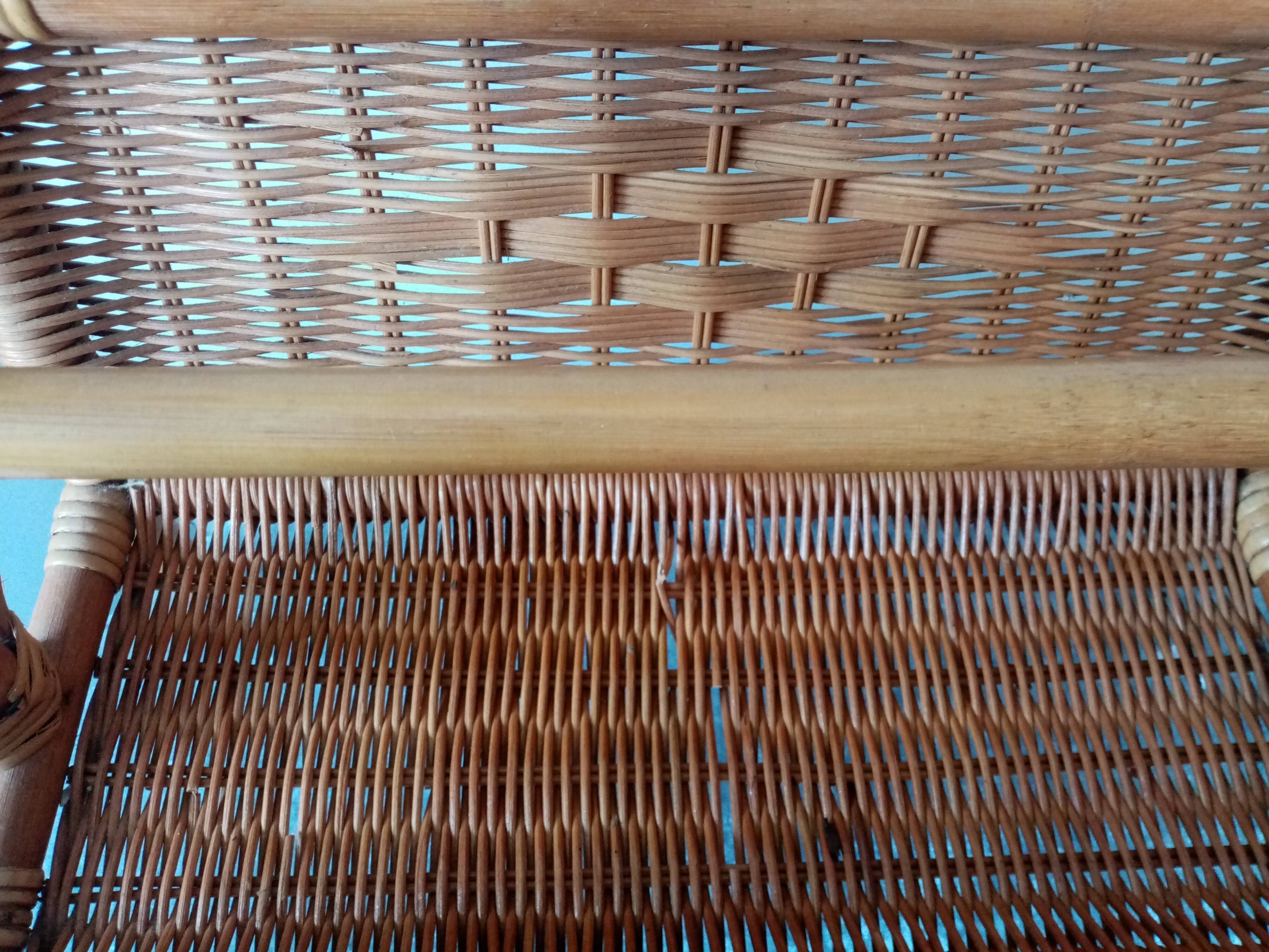 Superb old vintage rattan magazine holder