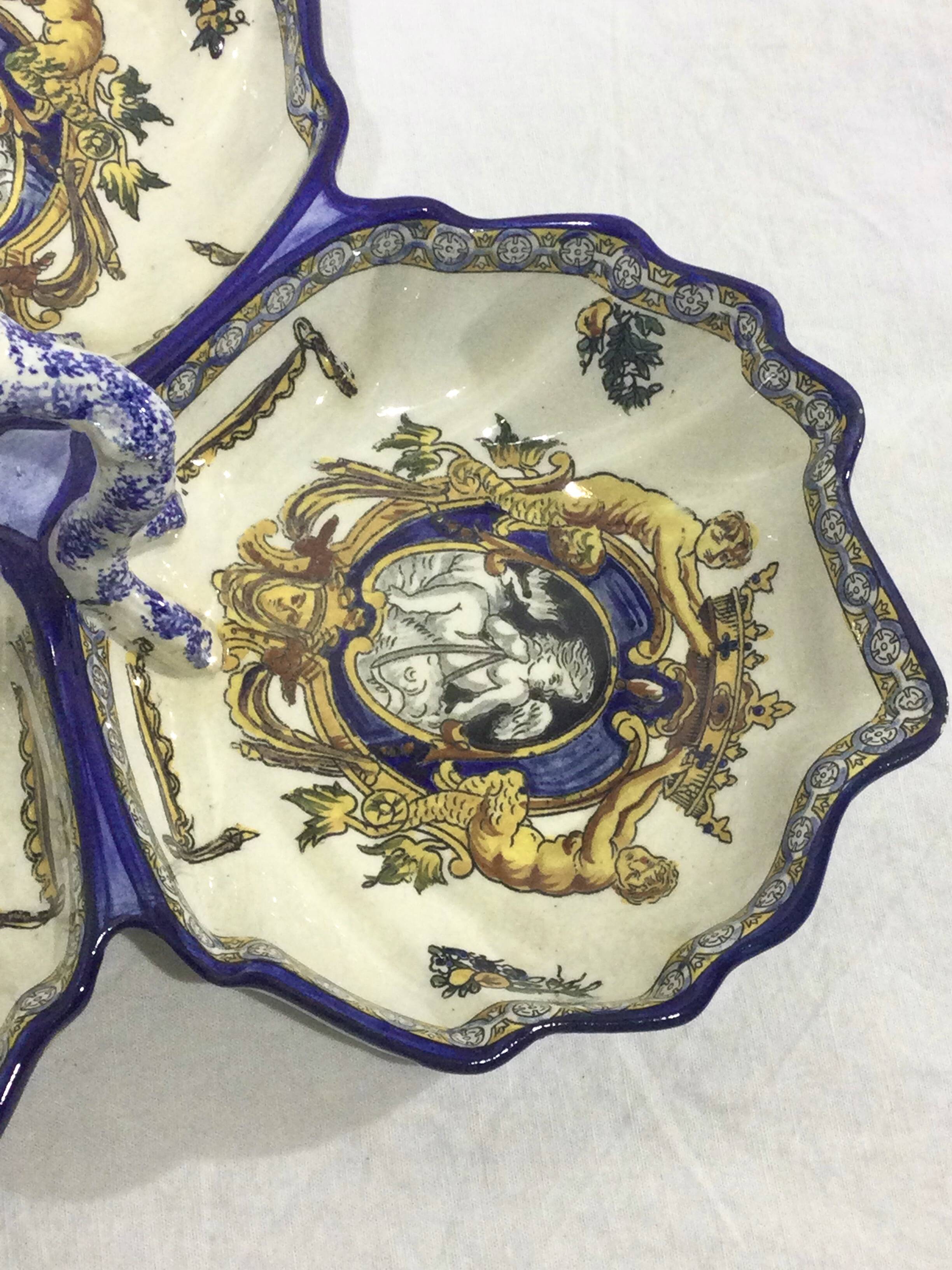 Gien - Hors d'oeuvres dish Renaissance décor