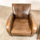 Set of two vintage leather wagon wheel armchairs Haarle