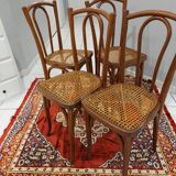 Suite of 4 chairs of Bistrot cannage Japy Frères 1920s