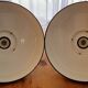 1 Pair of restored Mazda reflecto-lux enamelled industrial pendant lamps