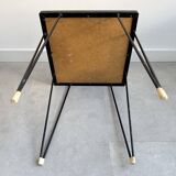 Vintage square side table with a mosaic ceramic top and hairpin legs