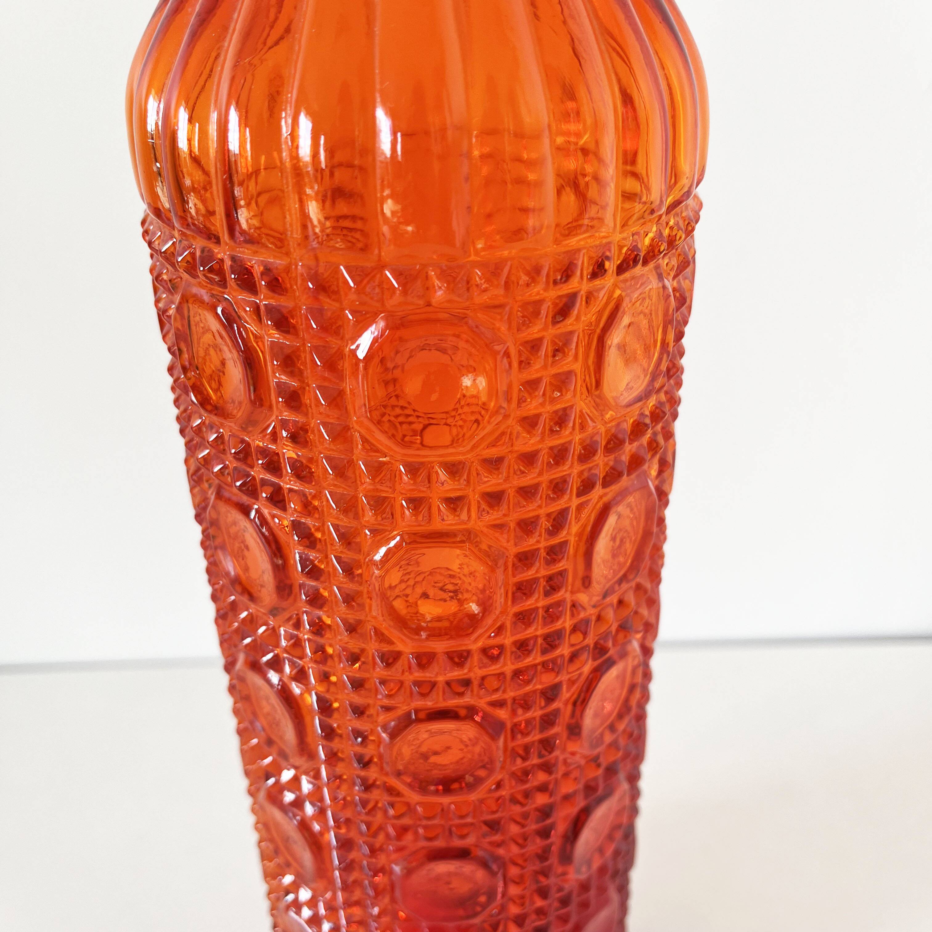 Italian carafe empoli orange red 1960