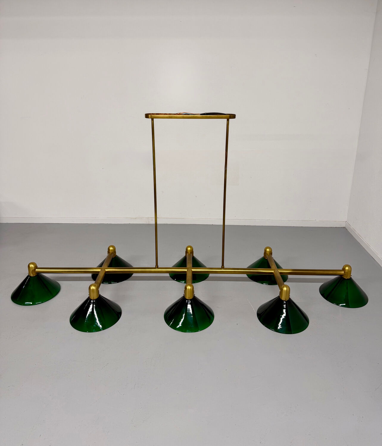 Large brass and green opaline pendant lamp 260 cm 1970s