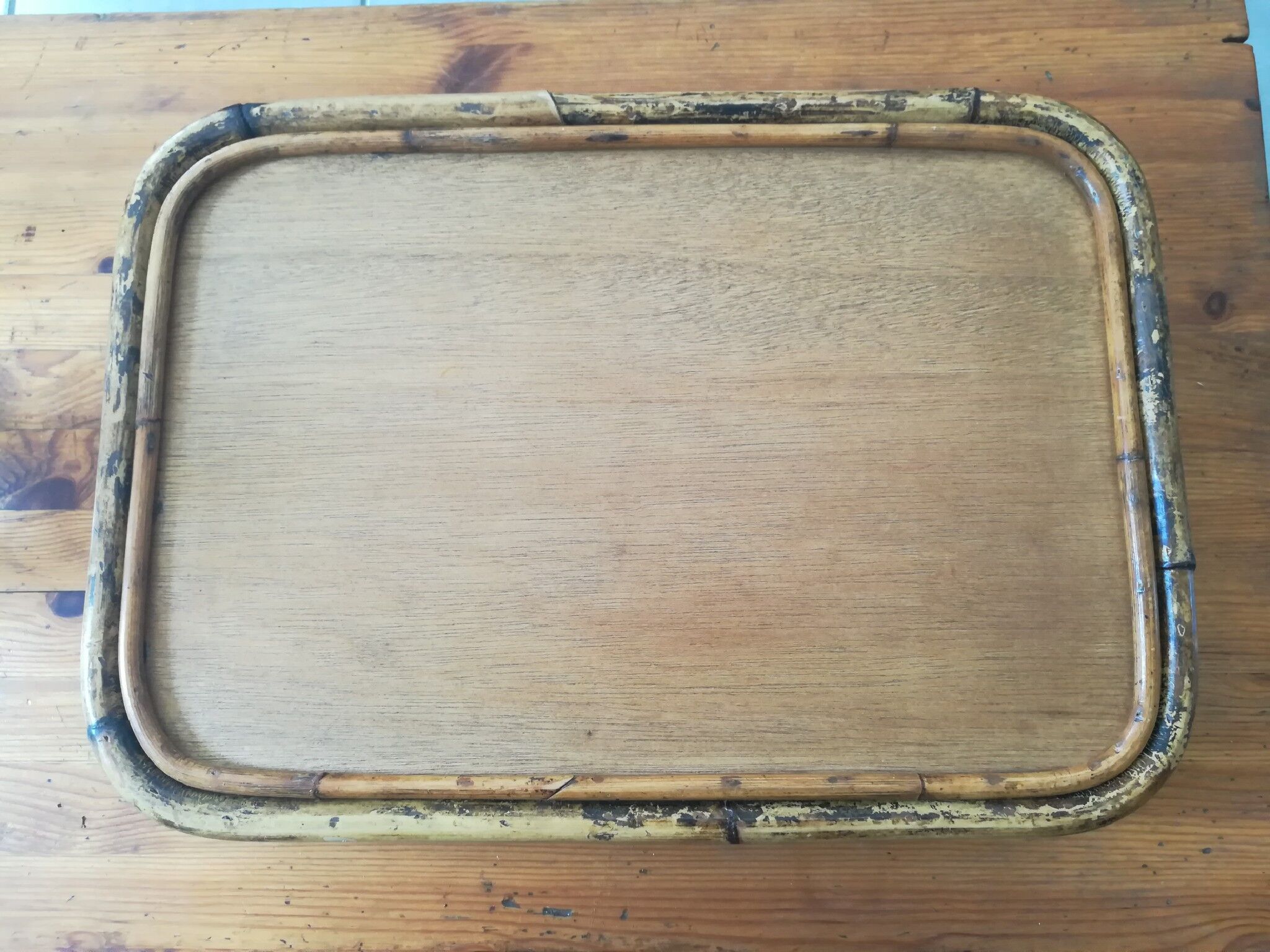 Rattan and bamboo 60s plateau