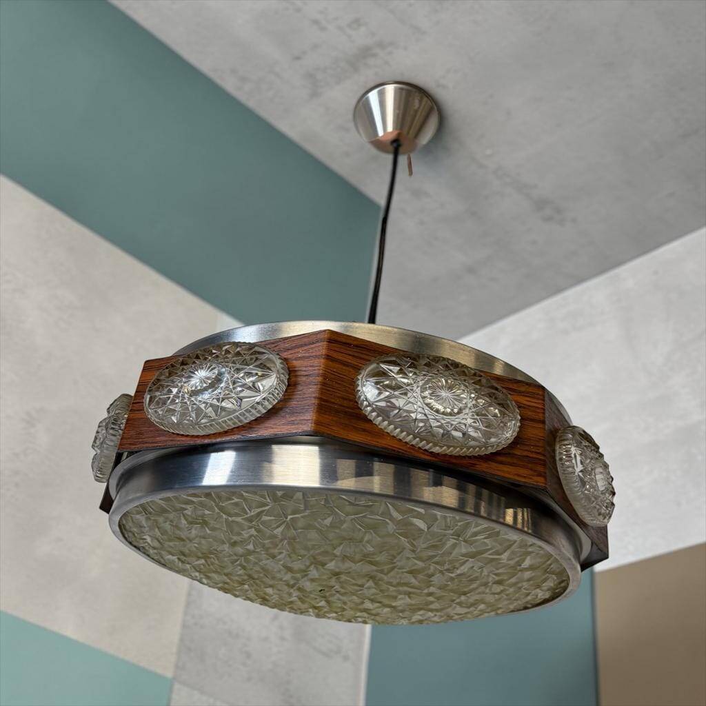 Vintage space age UFO chandelier / 1970s suspension