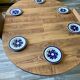 6 white vintage plates with blue flowers