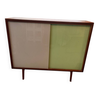 Petit meuble vintage portes vitrées coloré