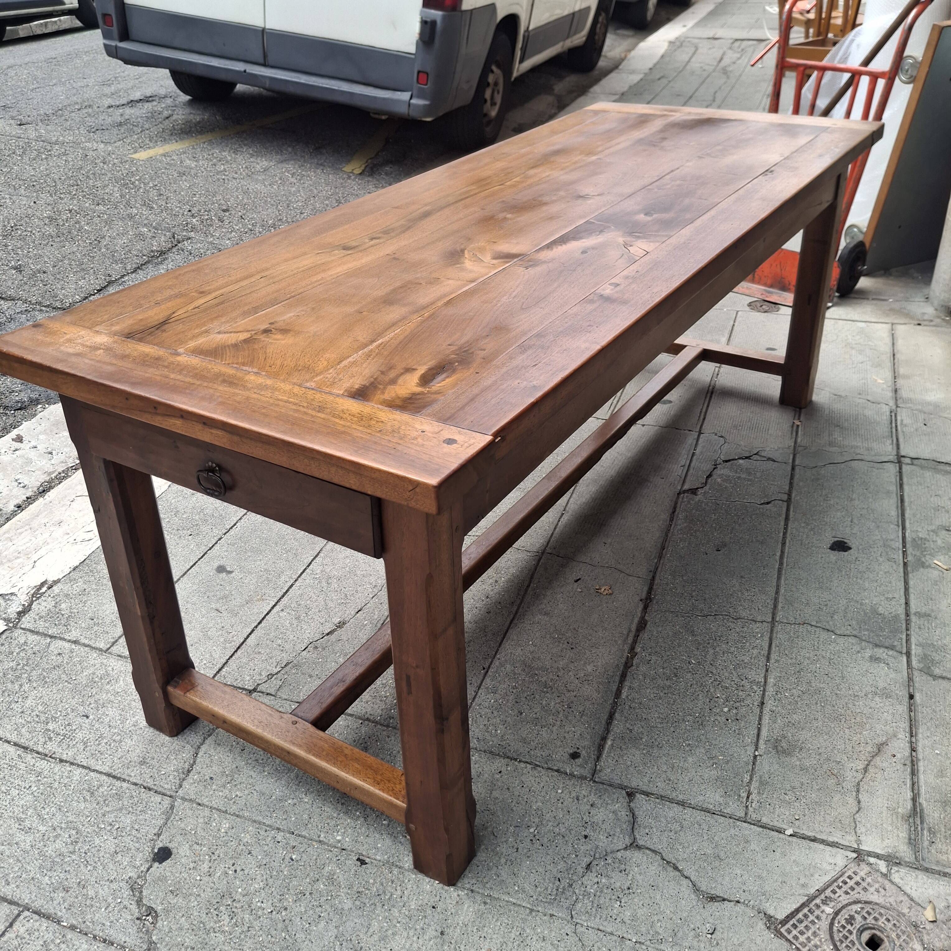 Large farmhouse table in walnut.
