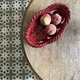 Vintage red ceramic basket