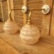 Swan neck wall lights in brass and Clichy glass