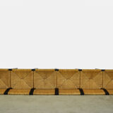 Set of 6 dining chairs with wicker seats by Martin Visser and produced by ‘t Spectrum, 1970s