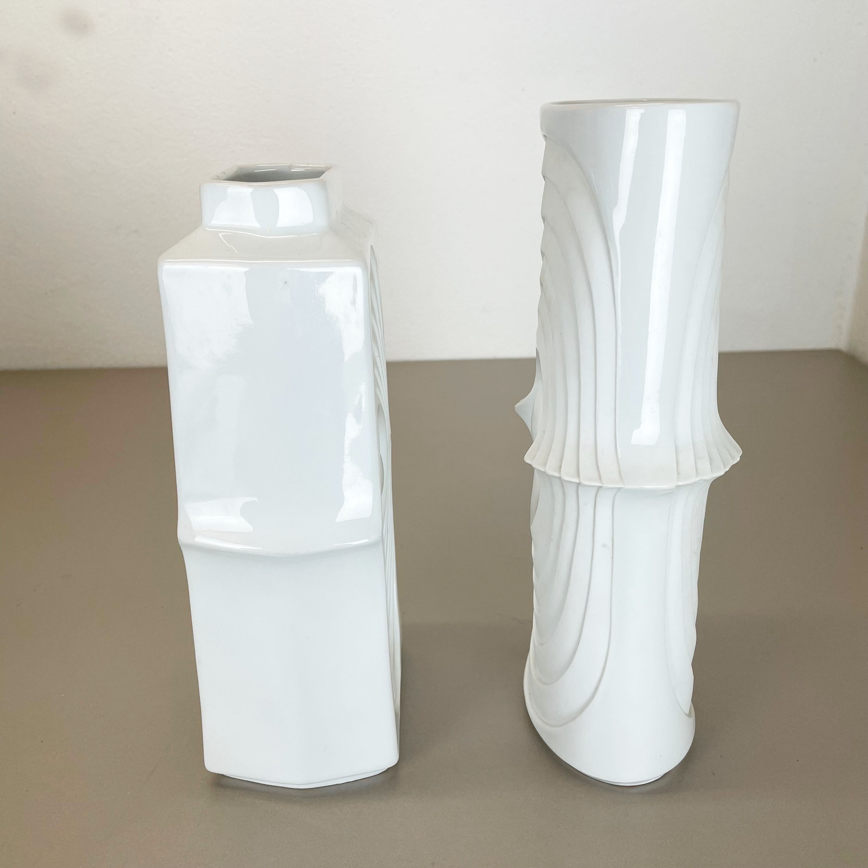 Set of 2 original porcelain op art vase made by Royal Bavaria Kpm Germany, 1970s