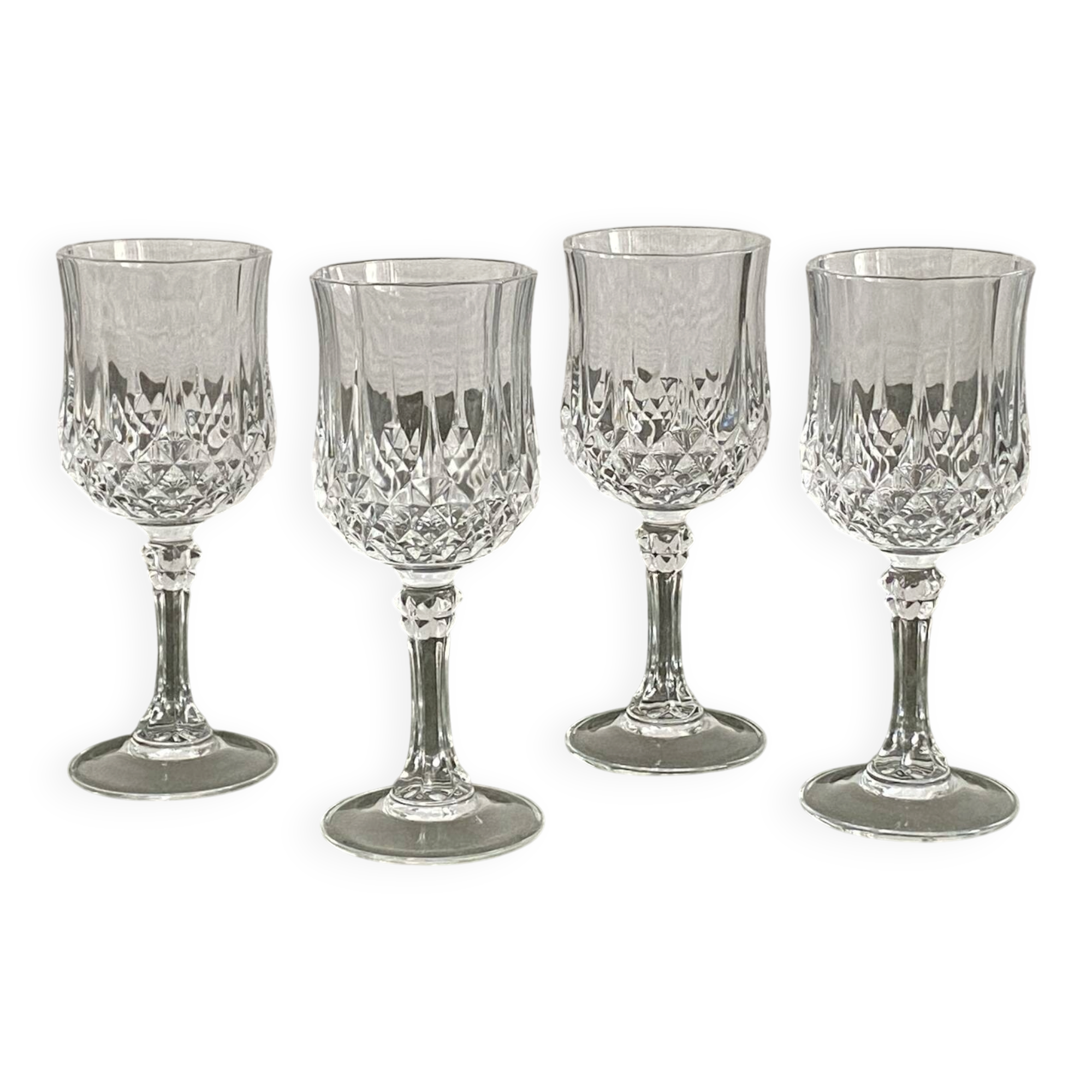 Set of 4 crystal stem glasses from Arques.
