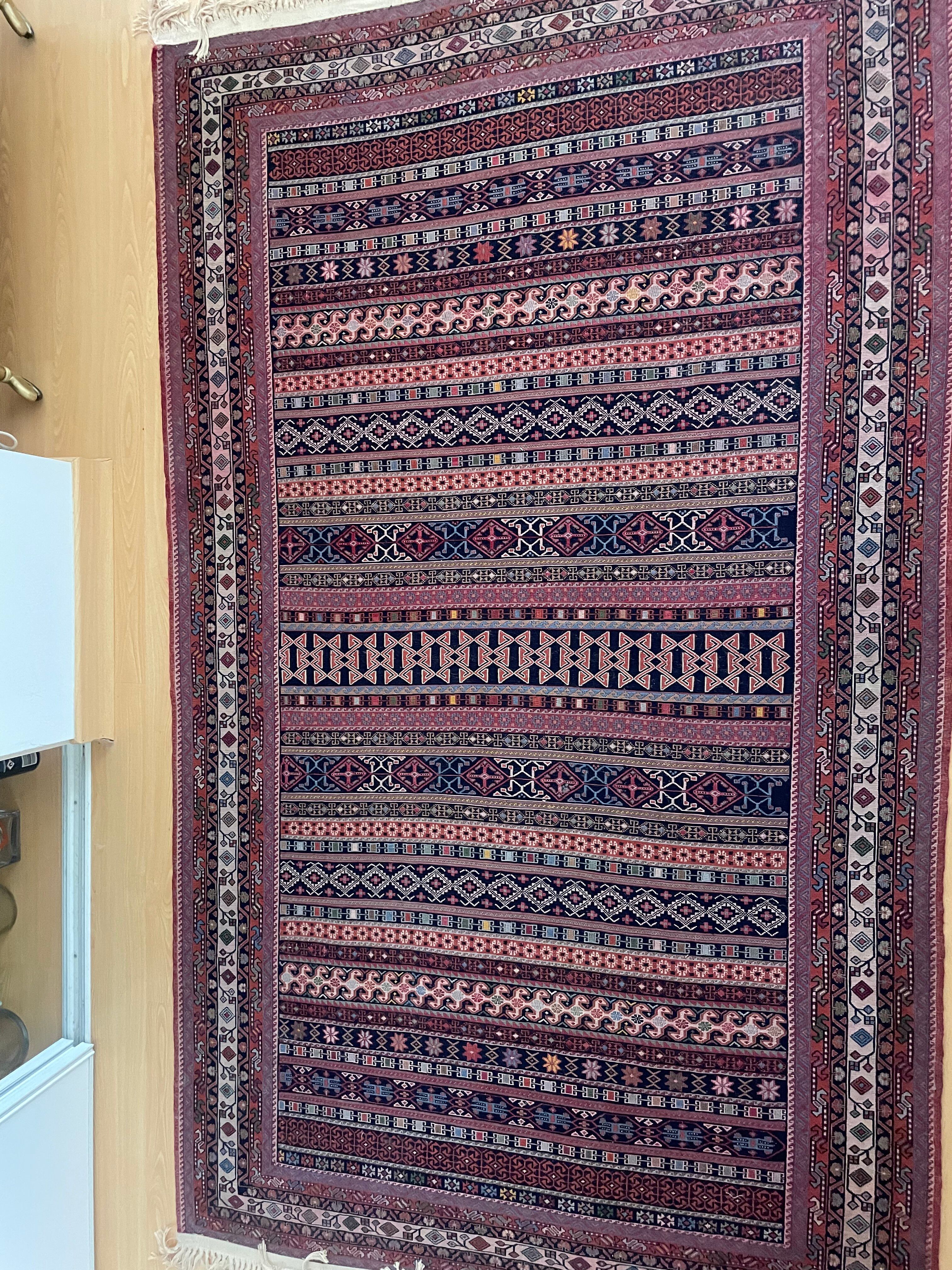 Pair of old Persian kilims Kerman Sirjan Souzani – handmade – te