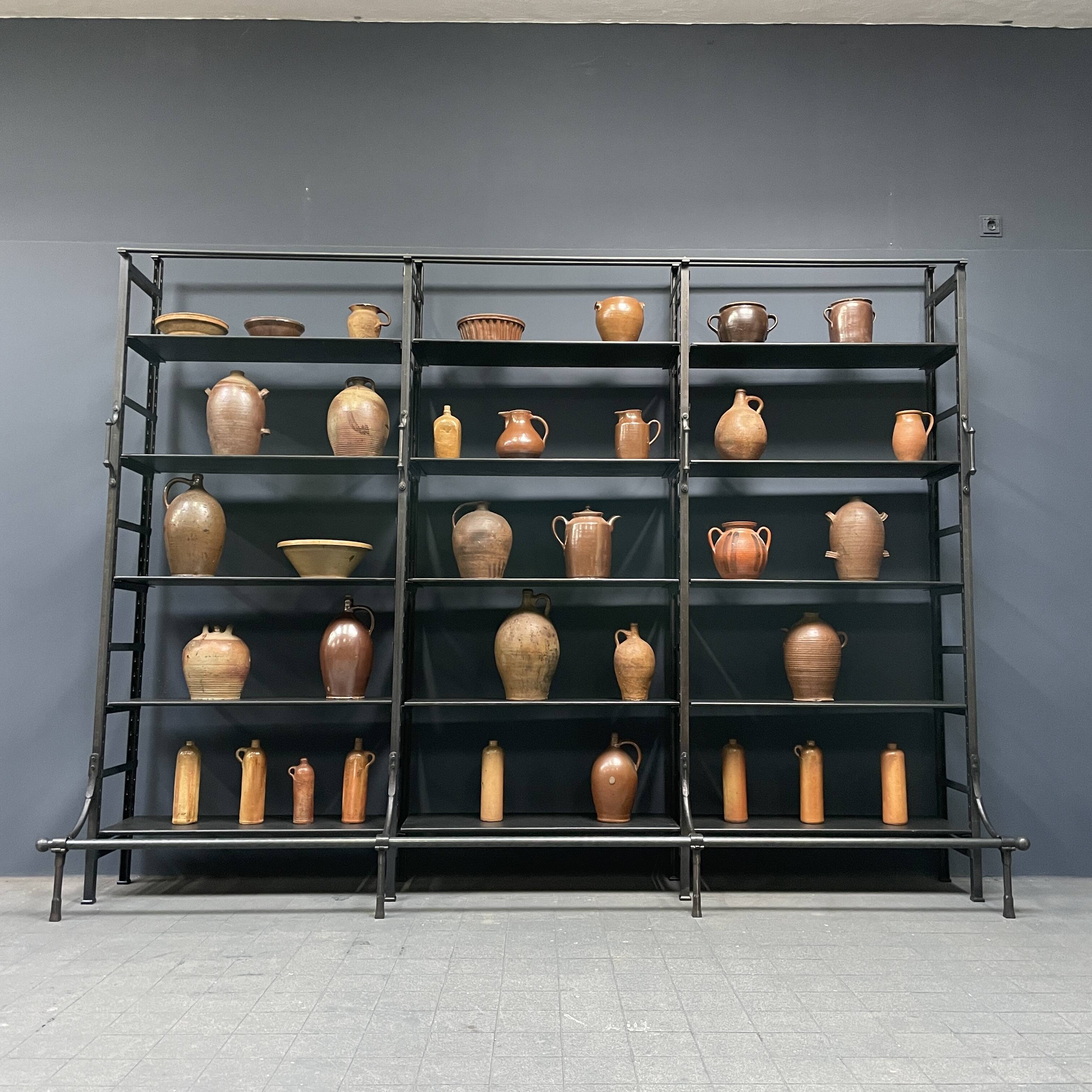 Industrial Iron Library Wall Shelving Cabinet