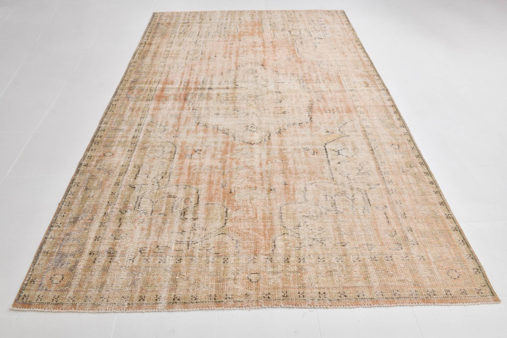 7X11 Pale Orange Beige Turkish Aea Rug, 202x320Cm SK 21060