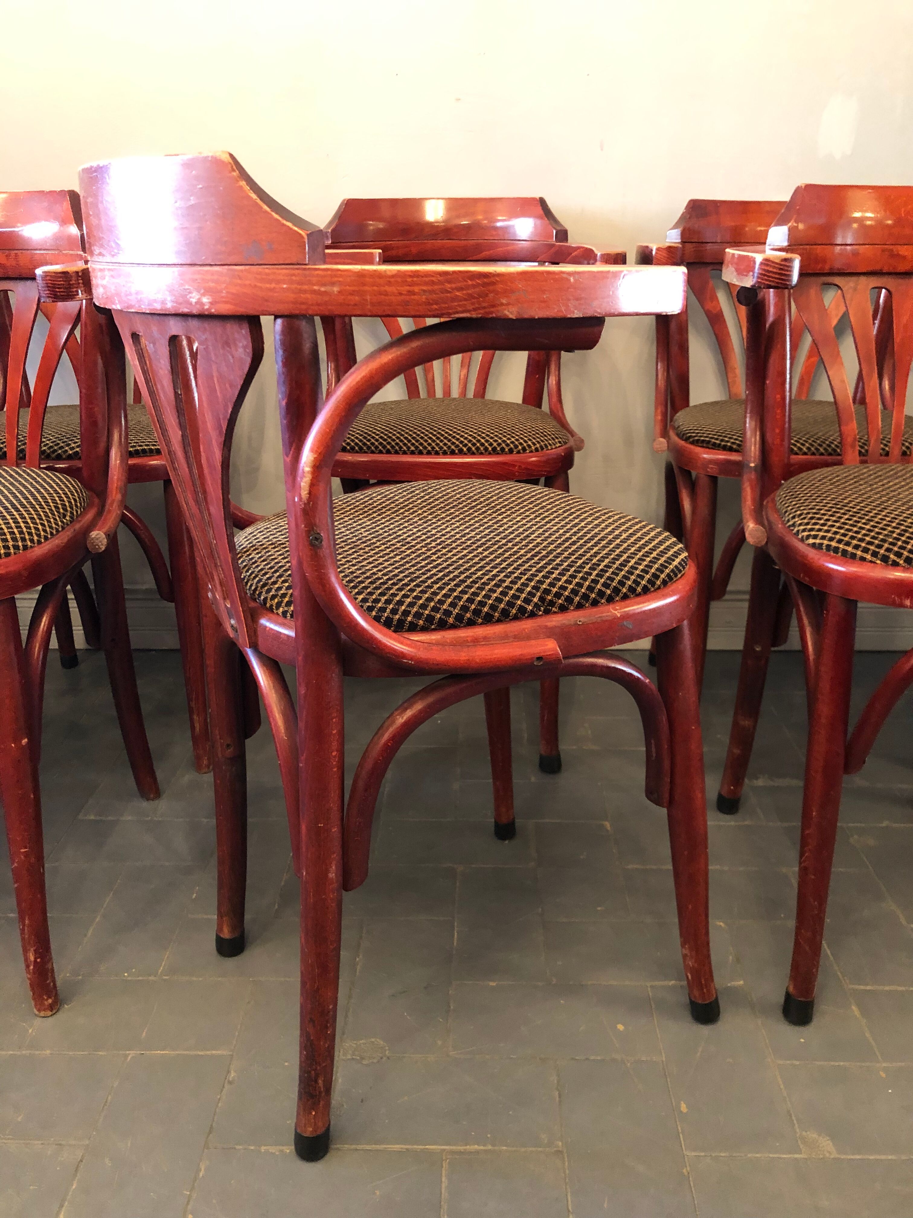 8 antique bistro armchairs