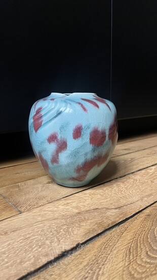 Turquoise and colorful ceramic vase