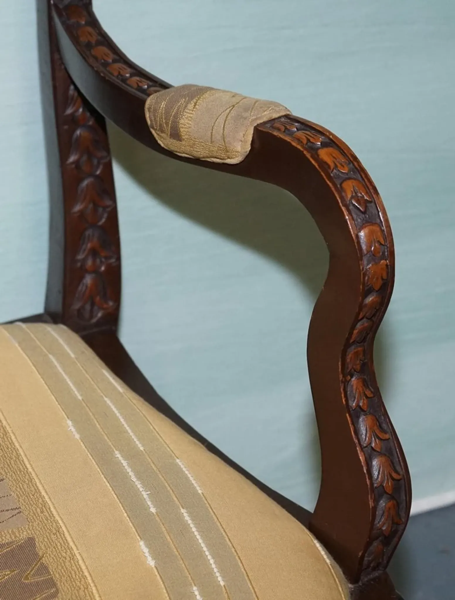 Heavily Carved Anglo-Indian Wooden Armchair