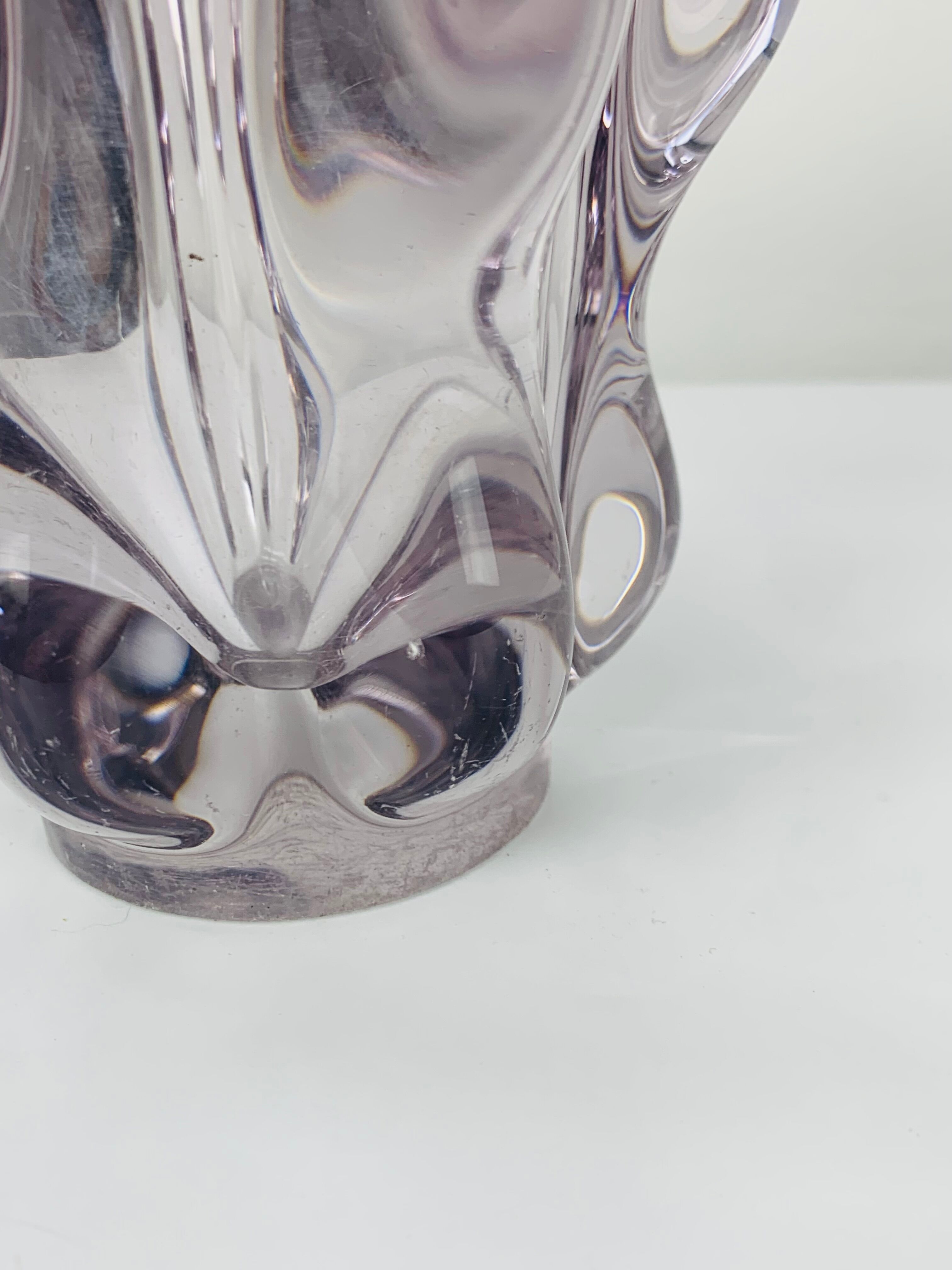 Giraffe vase in Art Vannes crystal, 1950, vintage