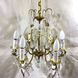 Cage chandelier 6 lights in bronze and crystal