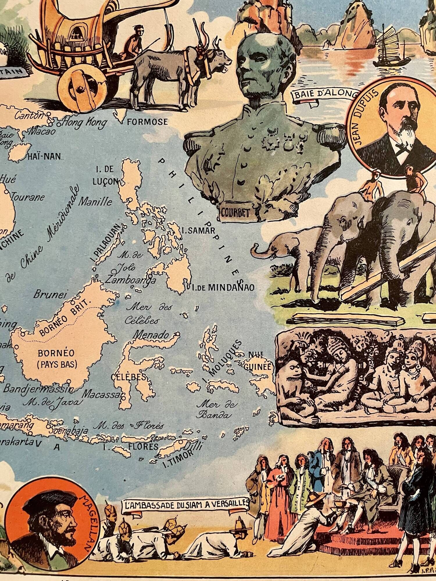 Old map poster of Indochina and Insulinde - JP Pinchon - 1940