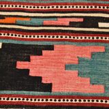 2x13 Green & Red Stair Kilim Runner Rug, 72x387Cm