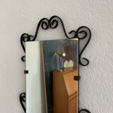 Vintage entrance mirror wrought iron with tablet  38x105cm