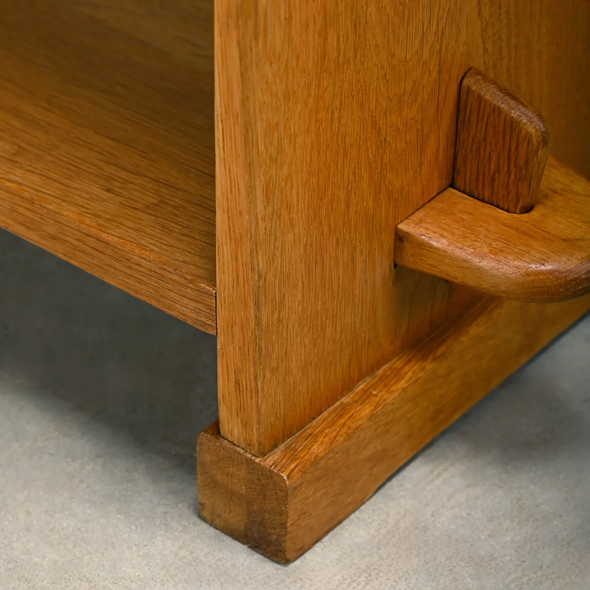 Shelf in Brutalist Henning Kjærnulf or Arts and Crafts style solid Oak 1960