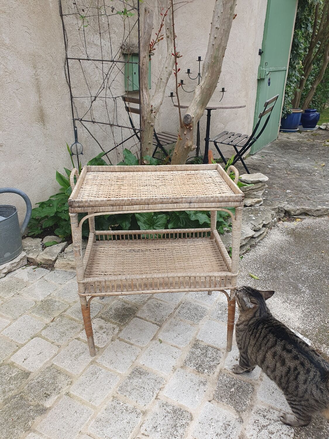 Rattan side table