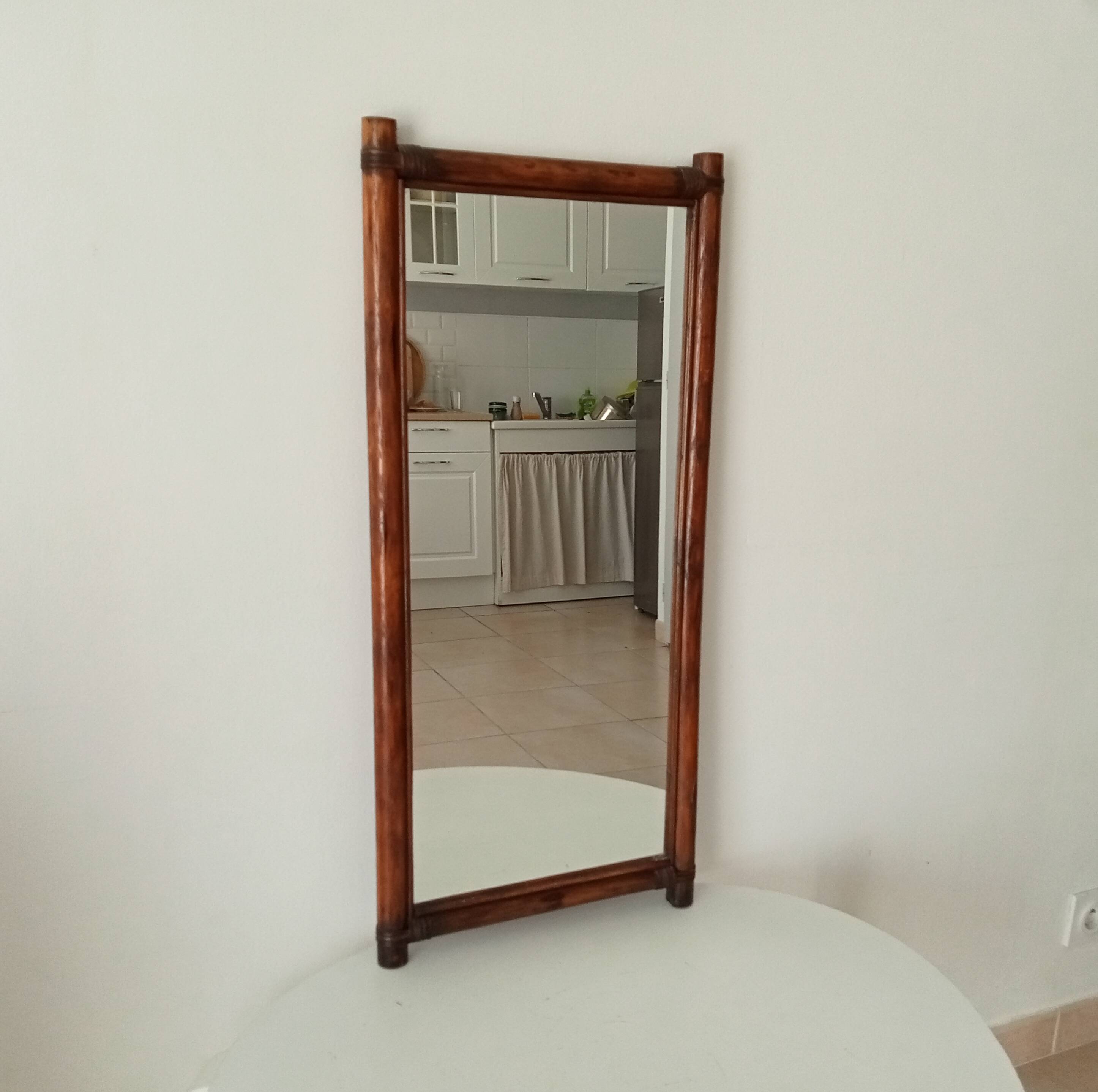 Vintage bamboo and rattan mirror from the 60s/70s.