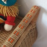Coffre de rangement en osier vintage