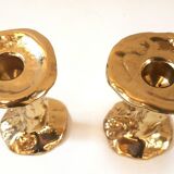 Pair of massive bronze brutalist candlesticks 1980