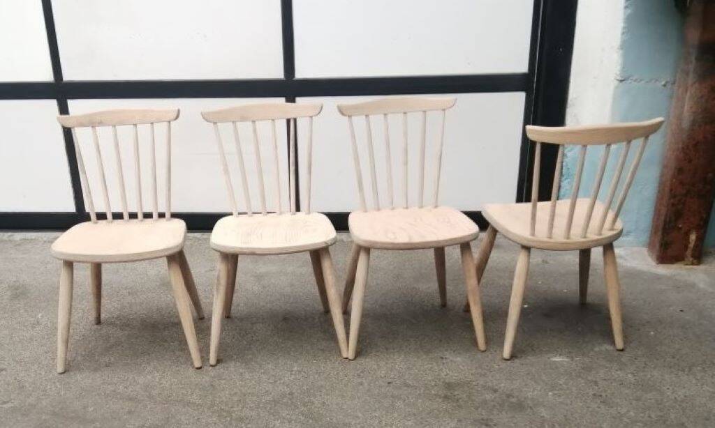 4 Raw wooden chairs