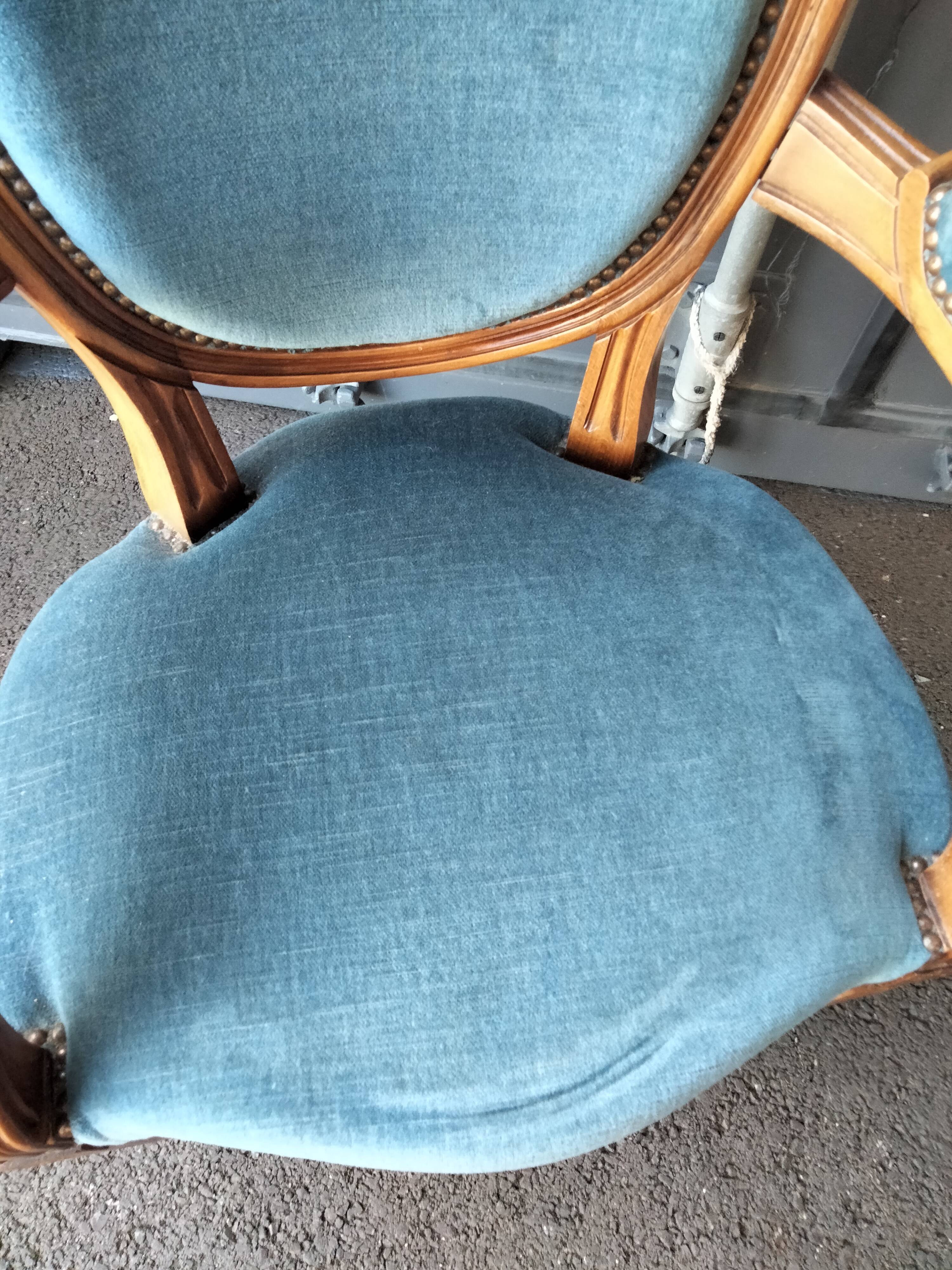 Pair of armchairs old medallion style louis xvi