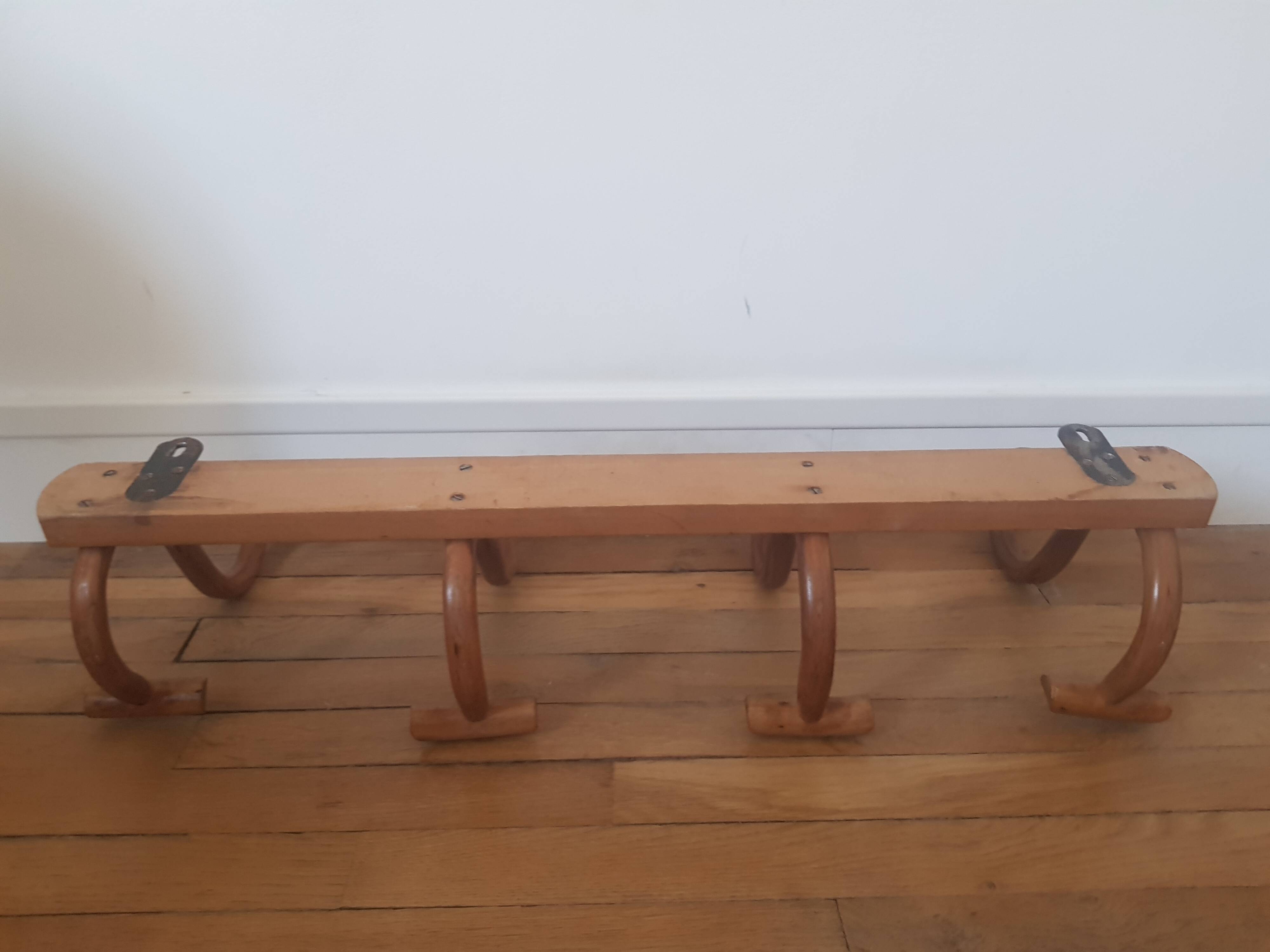 Wooden wall coat rack