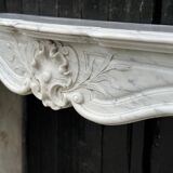 Louis XV Style Fireplace In Carrara Marble, Circa 1880
